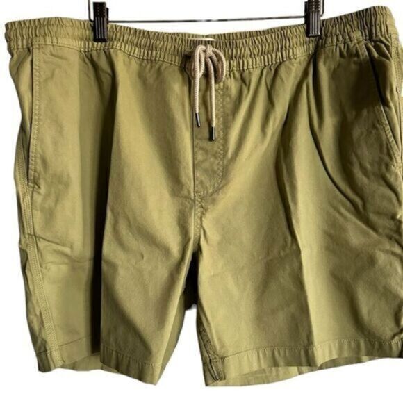 NWT Goodthreads Men’s Pull On Comfort Stretch Canvas 7” Shorts Green - Size - Picture 1 of 9